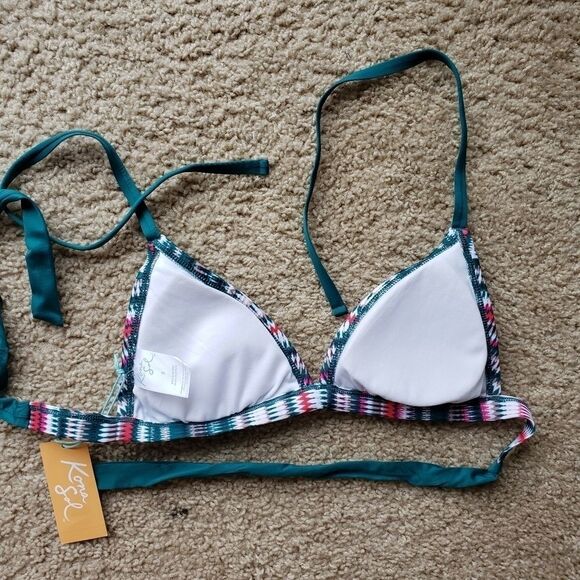 Kona Sol Teal Traingle Halter Bikini Top NWT Small - Picture 6 of 6